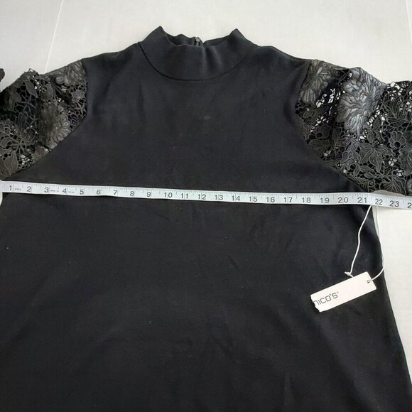 Chico's Crochet Lace Sleeve Black Pullover Sweater Size XL - Picture 10 of 12